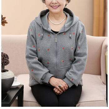 nzglr中老年女装春秋款高档卫衣加1绒秋装妈妈6070岁80老人衣服冬装春