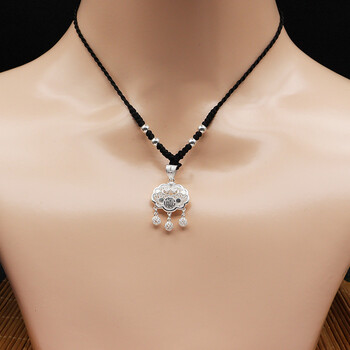 999足银长命锁宝宝平安锁女大人富贵福锁项链吊坠周岁满月礼物 双面福