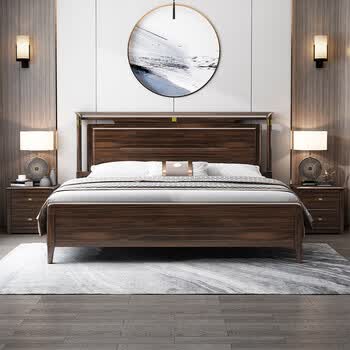澳颜莱赖氏家具实木床 乌金木床全实木家用主卧1.8米轻奢大床新中式1.