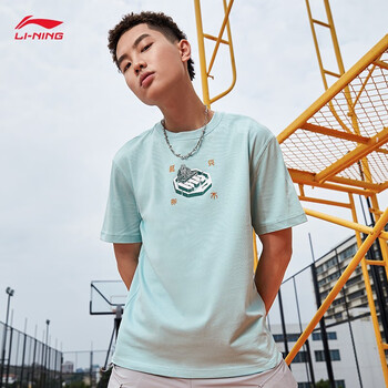 李宁短袖t恤男2022夏季新款休闲时尚舒适半袖男badfive兵不厌诈圆领套