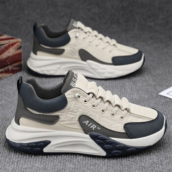 梵侈赫尔轻奢品牌男鞋秋季皮面防水一脚蹬无鞋带休闲运动鞋中学生厚底