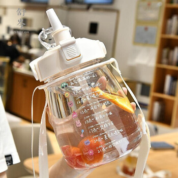网红大肚杯 大肚子水杯饮水杯成人水杯女生超大容量带吸管高颜值耐