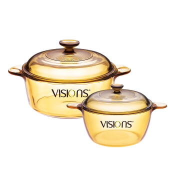 康宁（VISIONS） 2.1L玻璃锅+3L汤锅锅具套装 琥珀锅透明锅厨具套装 VS15+VS22