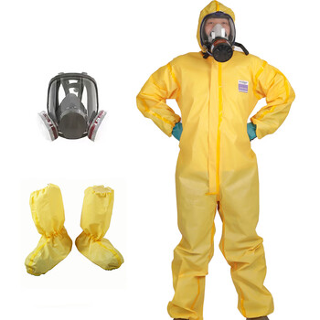 全身石油化工厂耐碱实验室防尘服农药喷洒喷漆 防化服 全面防毒面具