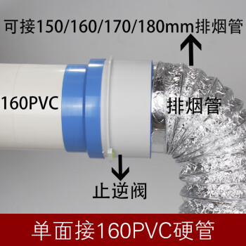 管道止逆阀160pvc管用油烟机逆止阀烟道止回阀防烟宝厨房防风 单面接160PVC 接150-180排烟管