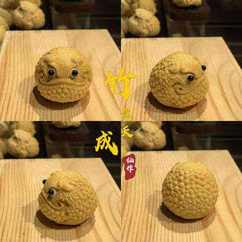 澳颜莱竹根雕金蟾可爱金蟾龙血实心竹雕刻金蟾文玩手把件立体工艺术