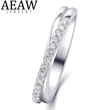 AEAW Jewelry白18K金培育钻石排戒女交叉臂简约款DE色VS净度