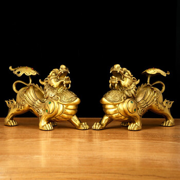 风水阁貔貅摆件一对招财铜貔犰客厅家居装饰老板办公室皮丘送礼店铺