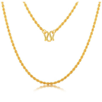 逸珀黄金项链足金999麻花链时尚百搭锁骨链男女款粗款麻绳项链金重约