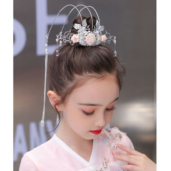 美芙仁儿童古装发冠汉服发饰女秀禾头饰古风流苏配饰品凤冠步摇超仙头