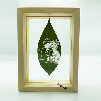 树叶diy人像 树叶雕刻叶雕定制照片画diy创意生日礼物男女生情侣520