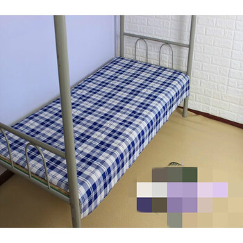 媚色全床单单件大学生宿舍1米单人床褥子单学校蓝白格子床单 棉加密款
