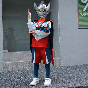 创京懿选奥特曼男童衣服cos服蜘蛛侠披风套装迪迦男孩发光 面具披风