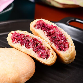 玫瑰鲜花饼云南特产玫瑰饼休闲零食小吃云腿小月饼紫薯抹茶鲜花饼奶香