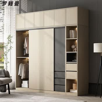 罗籍曼2023新款北欧推拉门衣柜家用卧室实木质滑移门柜子简约储物