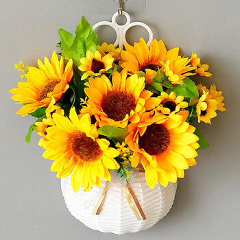 禾爽家饰仿真花挂篮春天花篮假花室内客厅壁饰墙面校园装饰花艺向阳花