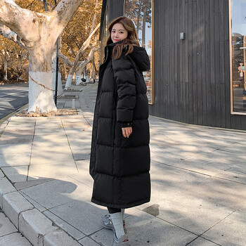 天颛【首单立减】ceee羽绒服黑色长款男女长款过膝加厚2024年冬季情侣