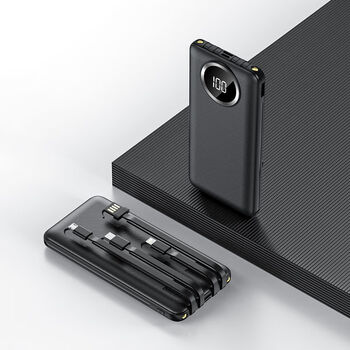 小米自带4线20000毫为大容量充电宝快充耐用安卓苹果通用移动电源黑色