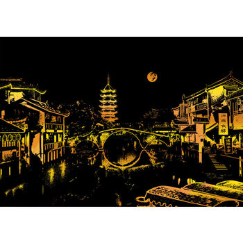 刮刮画夜景城市夜景刮刮画儿童刮画手工成人刮画纸创意diy生日礼物