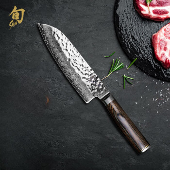 貝印旬刀尊贵系列三德刀TDM0702切菜切片手工锤纹大马士革日本进口