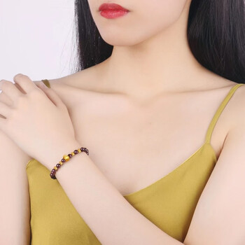 棠川黄金手链女款足金福袋石榴石转运珠手串手饰情侣礼物七夕节送女友