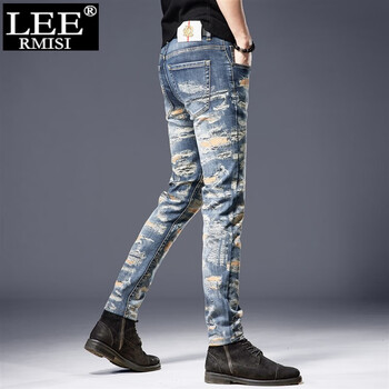 牛仔裤男款夏季新款修身小脚休闲裤子男酷奇国际轻奢侈大品牌蓝色28二