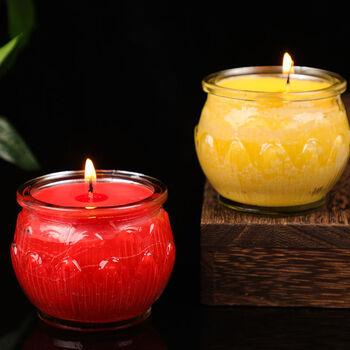 欧威仕酥油灯玻璃杯24小时莲花灯佛前供灯酥油蜡烛供佛室内家用无烟