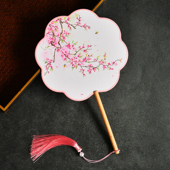 齐飞扬中国风古典团扇汉服旗袍走秀舞蹈古风女长柄流苏宫廷宫扇古装圆