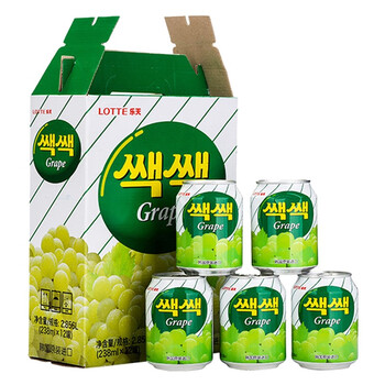 乐天 (lotte)韩国进口乐天葡萄汁饮料果肉果汁罐装易拉罐整箱低脂0