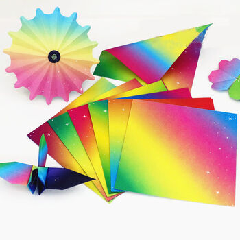 译古 彩虹渐变色手工折纸儿童彩色纸双面双色卡纸正方形叠千纸鹤材料
