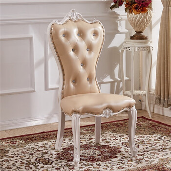 实木 餐椅 酒店ktv餐厅软包雕花描金描银椅美甲椅子高靠背椅子 公主椅