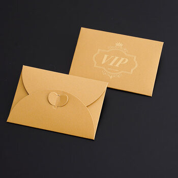 卡名片封套送礼卡片礼券袋珠光纸加厚空白现货可 vip蝴蝶扣米金/50个
