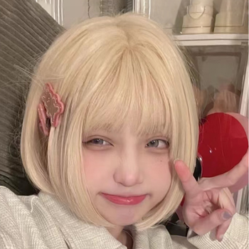 (京选优品)假发女短发lolita米白色假毛cos空气刘海自然jk少女甜酷全