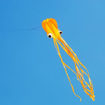 风筝儿童迷你潍坊风筝子软体小章鱼风筝无骨架儿童风筝风筝 4米桔色小