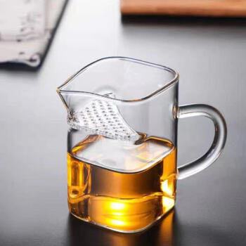 柏蝶莱沏茶杯月牙杯方形家用带把绿茶加厚耐高温带过滤玻璃分茶器 200