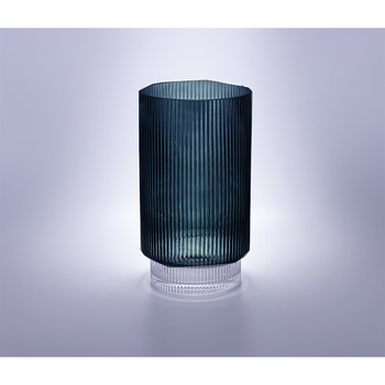 玻璃花瓶大号水培插花瓶子 桌面样板间软装摆件 ohv3014灰蓝色(d16*h