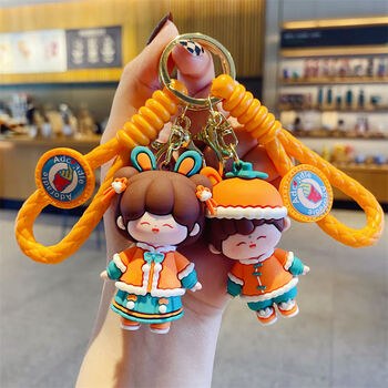 修衡创意国潮古风情侣一对钥匙链挂件女可爱公仔挂件汽车钥匙挂饰礼物