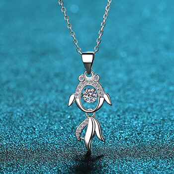 xdy925锦鲤吊坠女年年有鱼灵动30分莫桑石项链高级感4mm锆石925银