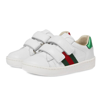 gucci 古驰童鞋 男女童ace系列魔术贴小白鞋休闲运动鞋 白色 455448