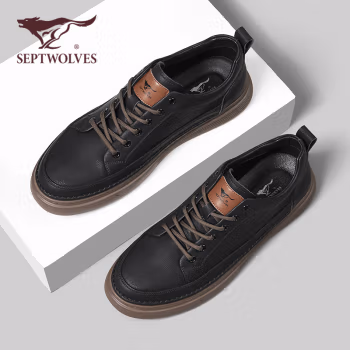 
七匹狼（SEPTWOLVES）男鞋2022鞋子男板鞋男士皮鞋休闲鞋男潮鞋 8313083051 黑棕 40