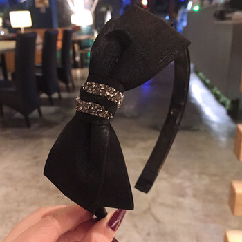 文雨飞韩国发饰侧面打结发箍水钻蝴蝶结发卡时尚宽边头箍压发头饰品