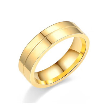 狂飙高启强同款戒指镀金色男个性钛钢开槽6mm霸气情侣对戒百搭潮 金色