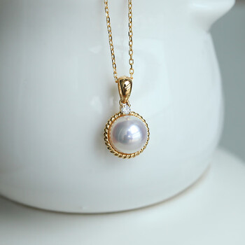 娜迦女王(naga   queen)m家经典麻花吊坠 日本高端akoya海水珍珠钻石