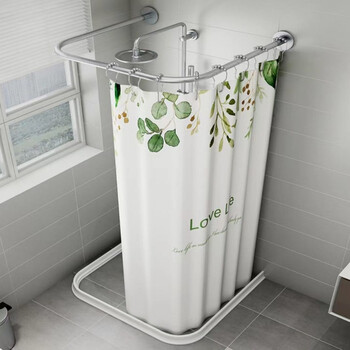 朴珀妮 免打孔u型浴帘杆出租房简易浴室可调节弧形杆浴间转角浴杆淋