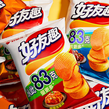 好丽友好友趣薯片韩国泡菜土豆薯条膨化有趣零食店官网人气韩国泡菜味