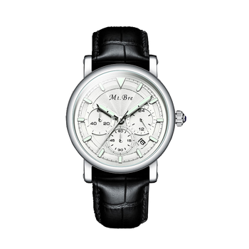 圣布雷(mt.bre) 【梦想家-9629】男士时尚石英腕表 银壳白面