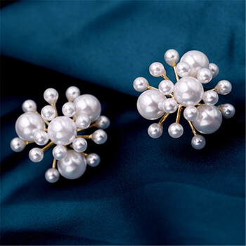 925银针新娘珍珠耳钉气质夸张烟花耳坠个性百搭ins网红耳环 款式一