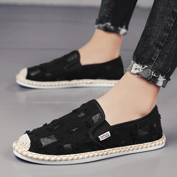 珞琳语渔夫鞋男渔夫帆布男鞋夏季透气薄款男士懒人一脚蹬老北京布鞋