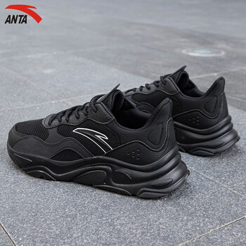 安踏男鞋运动鞋子男冬季新款防水保暖皮面跑步鞋增高厚底老爹鞋休闲鞋