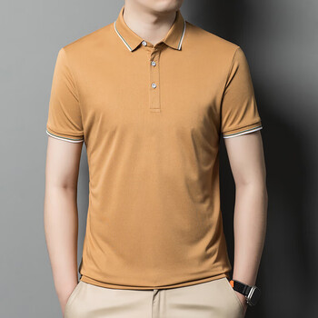 o衫男士翻领短袖t恤夏季新款中老年翻领 d0011卡其 165/105/m/48100